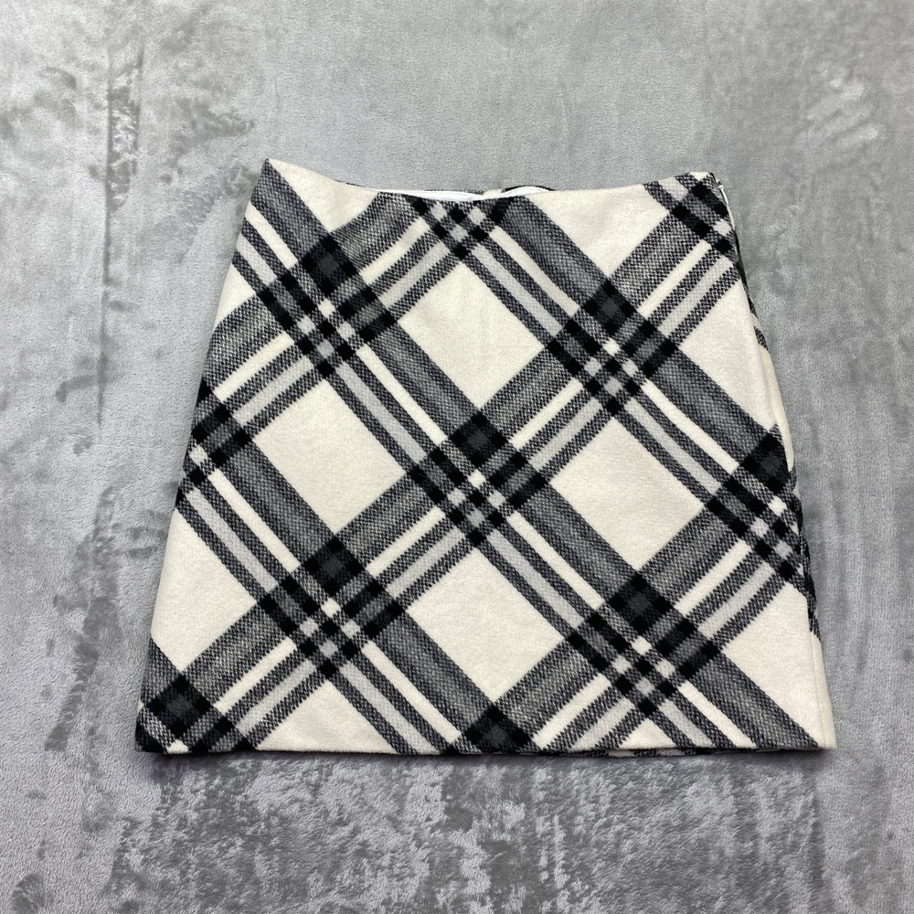 Vince Camuto Plaid Mini Skirt Black White Wool Blend Sz‎ 6 Fits 30" Boho Western